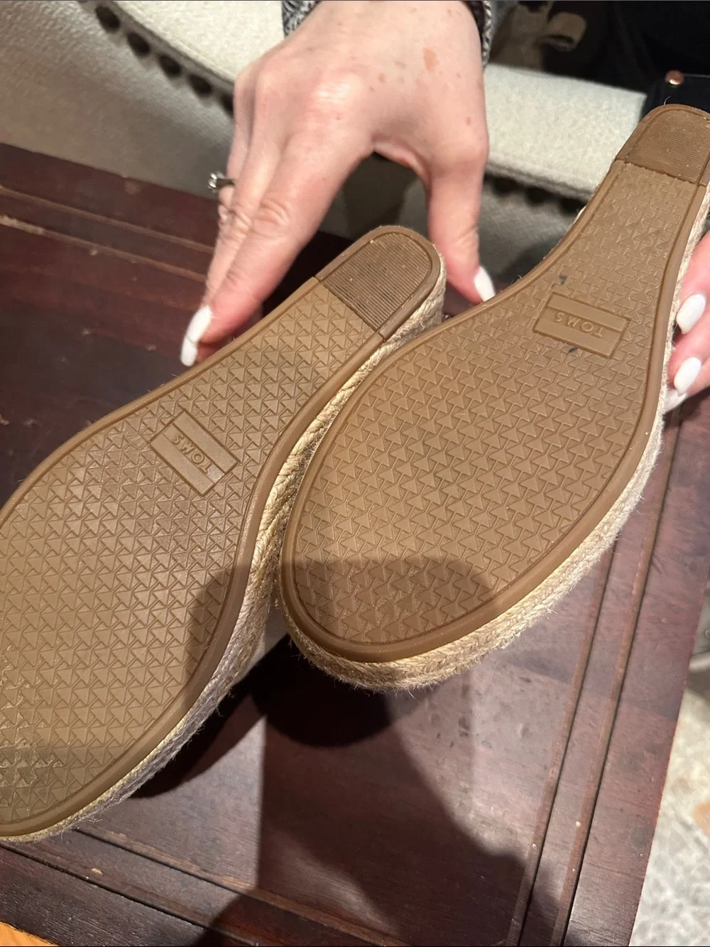 TOMS Natural Canvas Espadrille Slingback Sandals